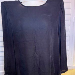 J. Peterman Company Ladies Black Silk Blouse, Sz L